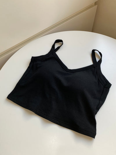 Late Night Call Low Back Cami Top - Black