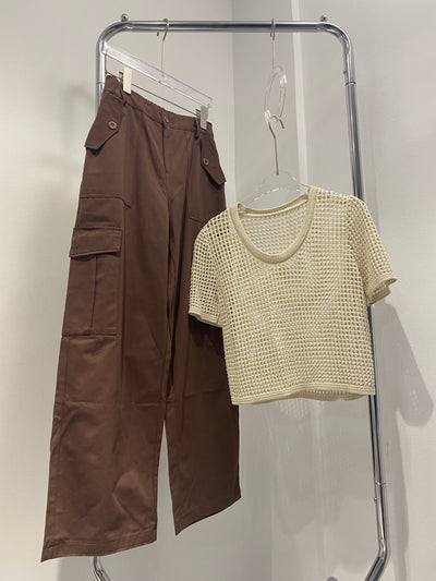 Baggy Cargo Trousers - Chocolate Brown