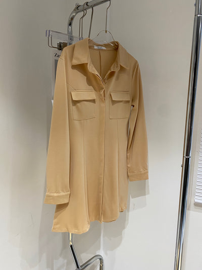 A-Line Shirt Dress - Nude