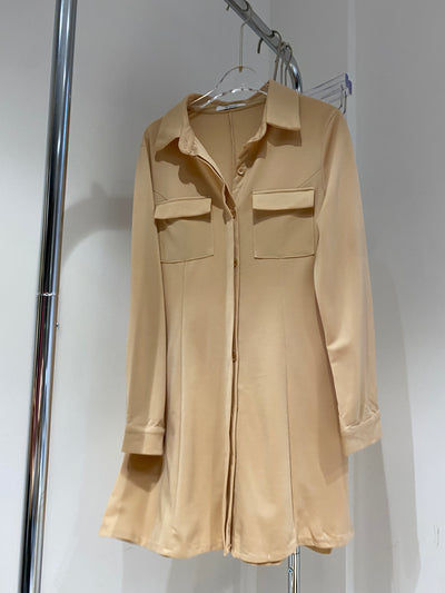 A-Line Shirt Dress - Nude