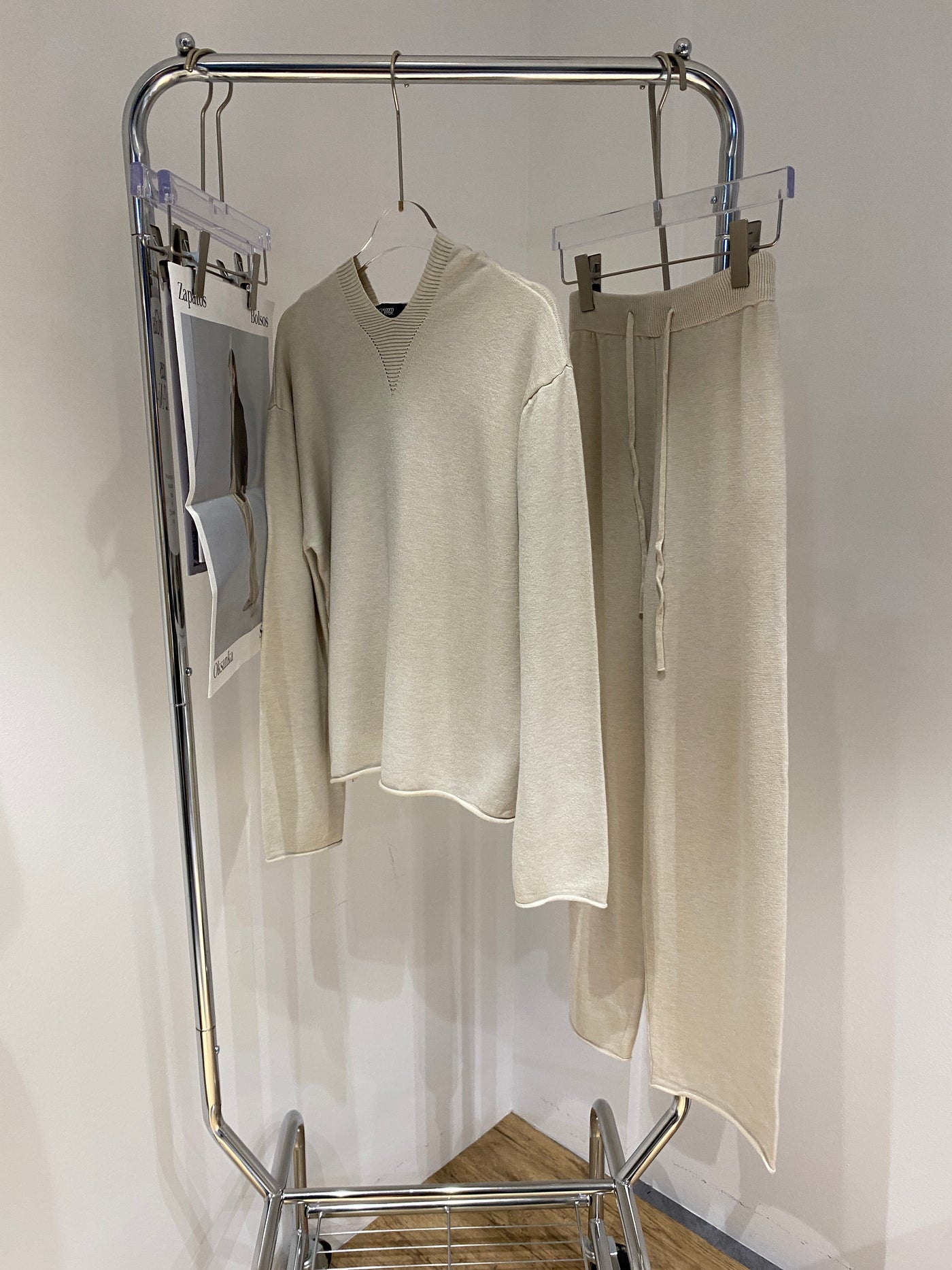 Knit Hoodie and Jogger Pants Co-ord Set - Almond