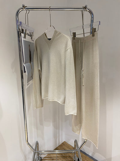 Knit Hoodie and Jogger Pants Co-ord Set - Almond