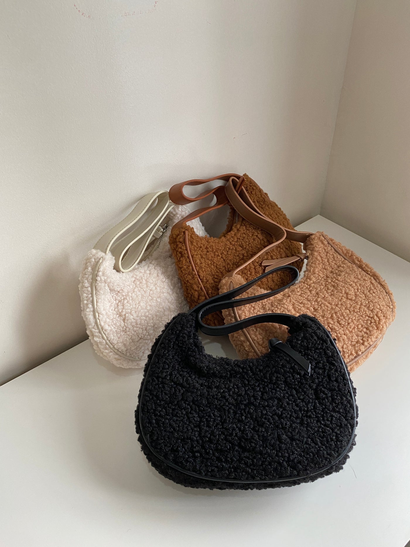 Fuzzy Baguette Bag - Black