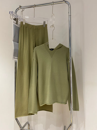 Knit Hoodie and Jogger Pants Co-ord Set - Pistachio