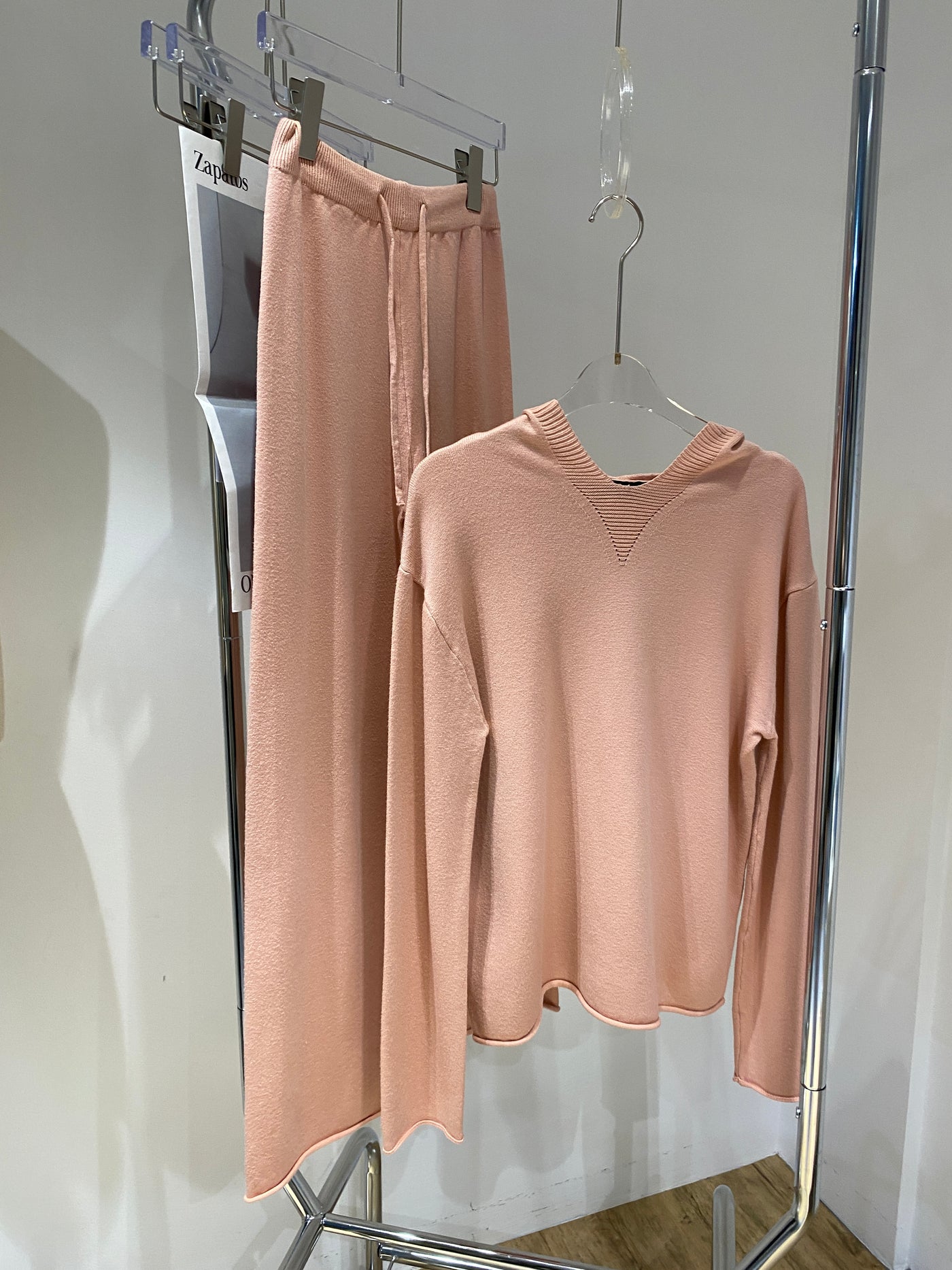 Knit Hoodie and Jogger Pants Co-ord Set - Blush