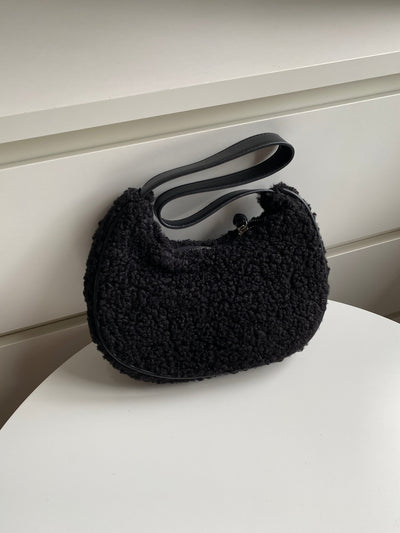 Fuzzy Baguette Bag - Black