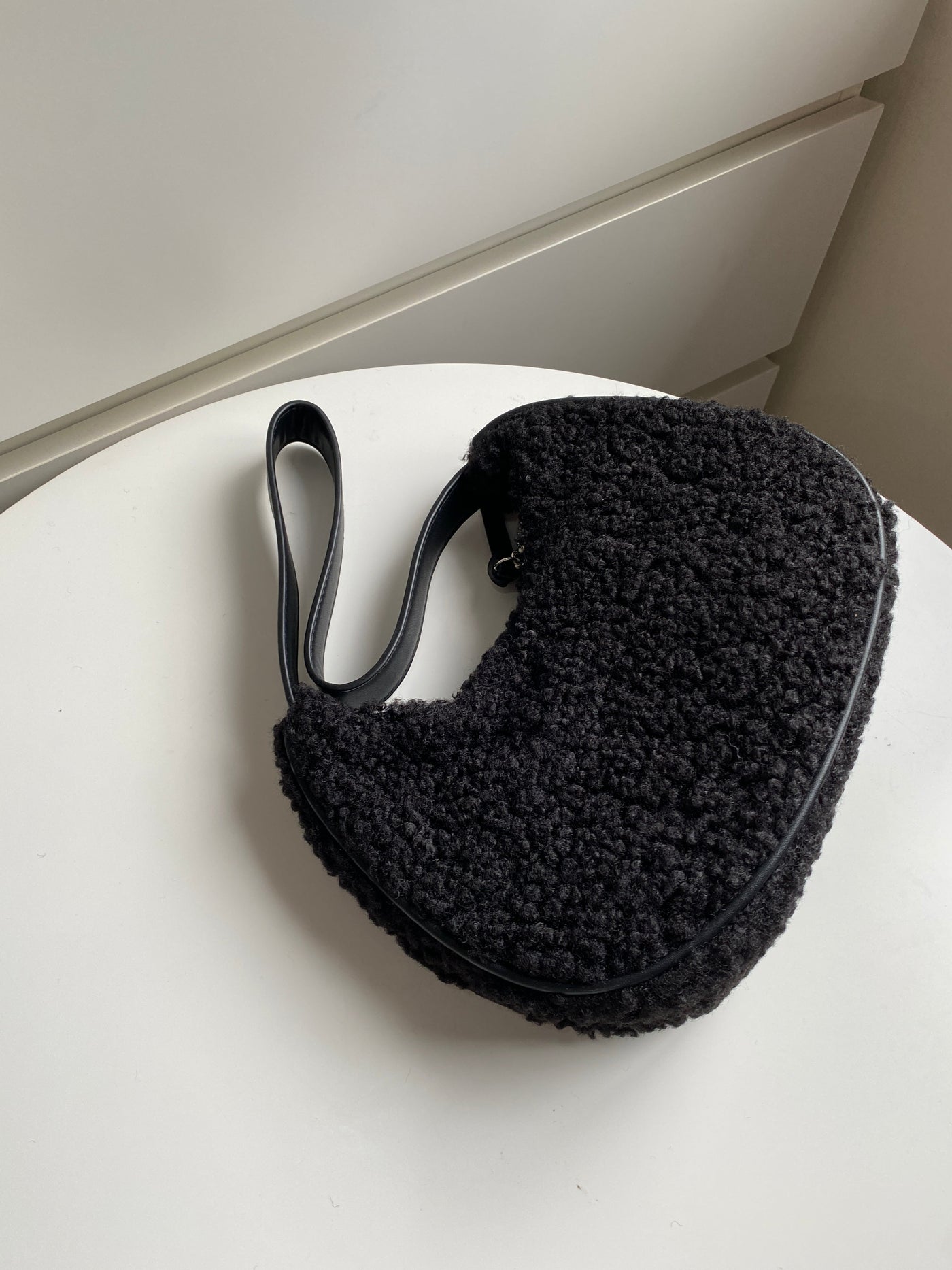 Fuzzy Baguette Bag - Black