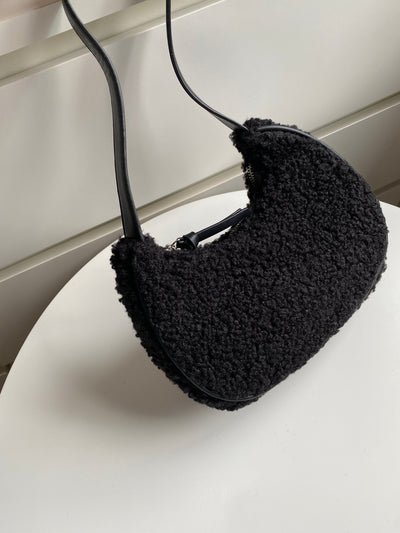 Fuzzy Baguette Bag - Black