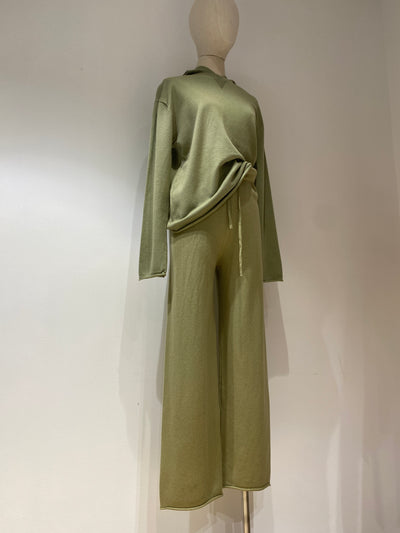Knit Hoodie and Jogger Pants Co-ord Set - Pistachio