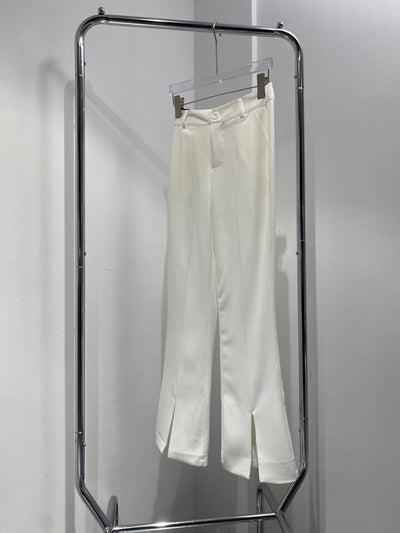 Split Hem Flared Trousers - White