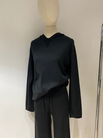Knit Hoodie and Jogger Pants Co-ord Set - Black