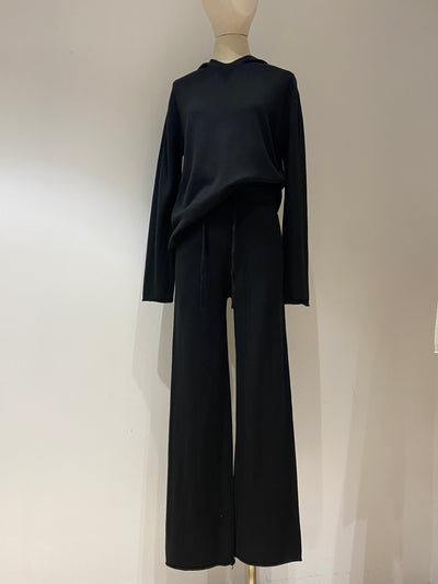 Knit Hoodie and Jogger Pants Co-ord Set - Black