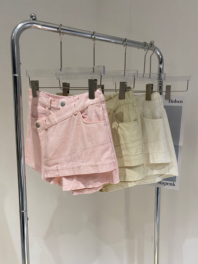 Denim Wrap Skort - Blush