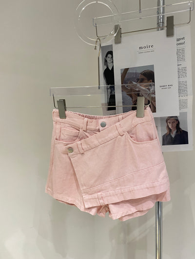 Denim Wrap Skort - Blush