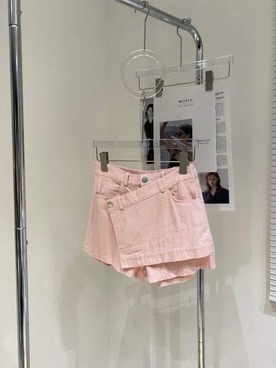 Denim Wrap Skort - Blush