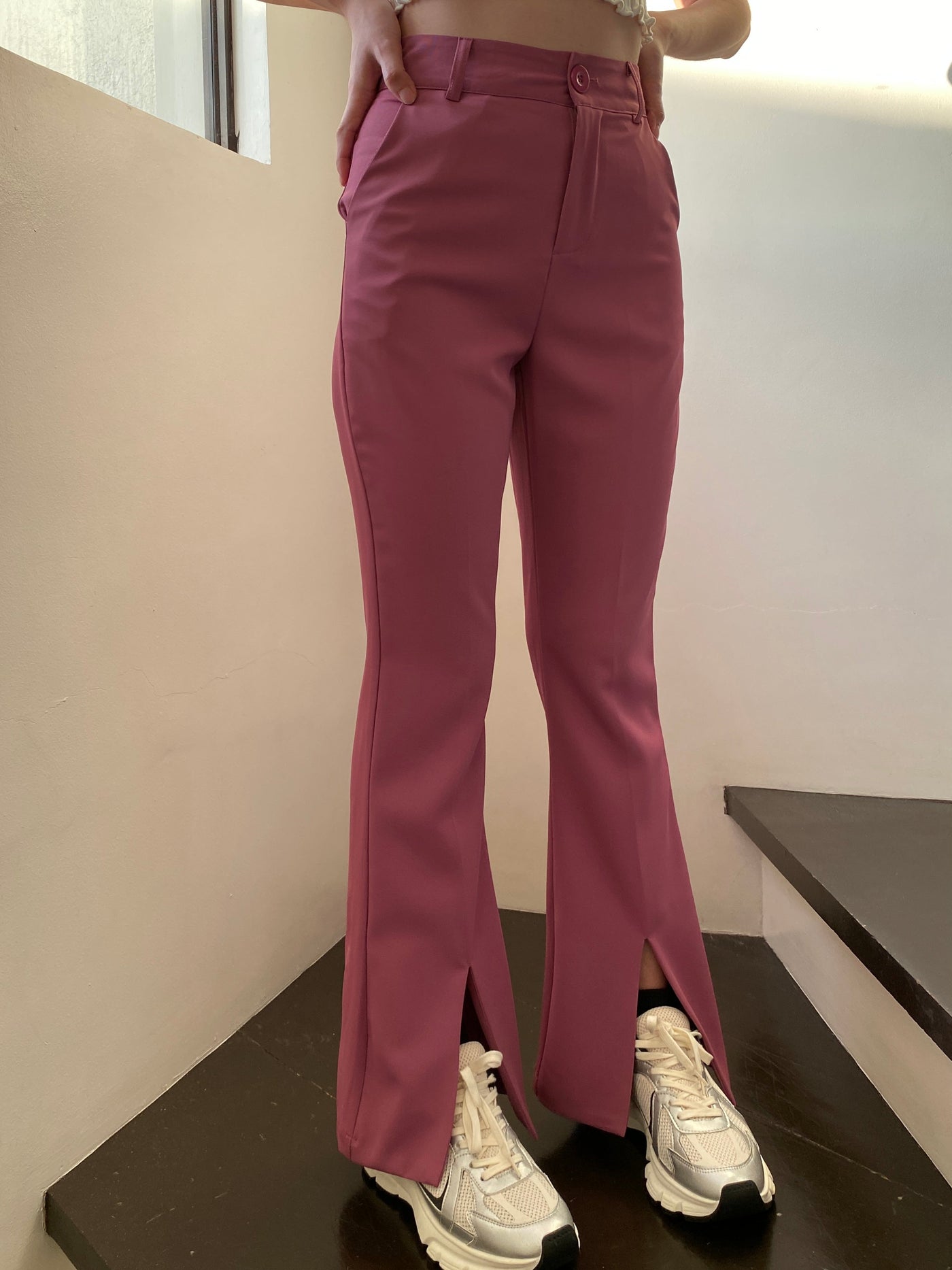 Split Hem Flared Trousers - Sorbet