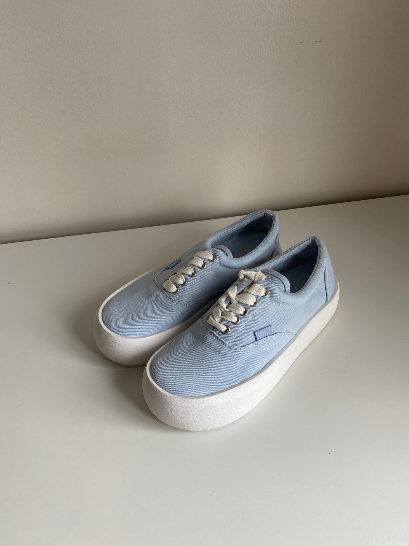 Chunky Sole Canvas Sneakers - Baby Blue
