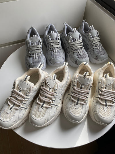 Chunky Sole Dad Sneakers - Cement