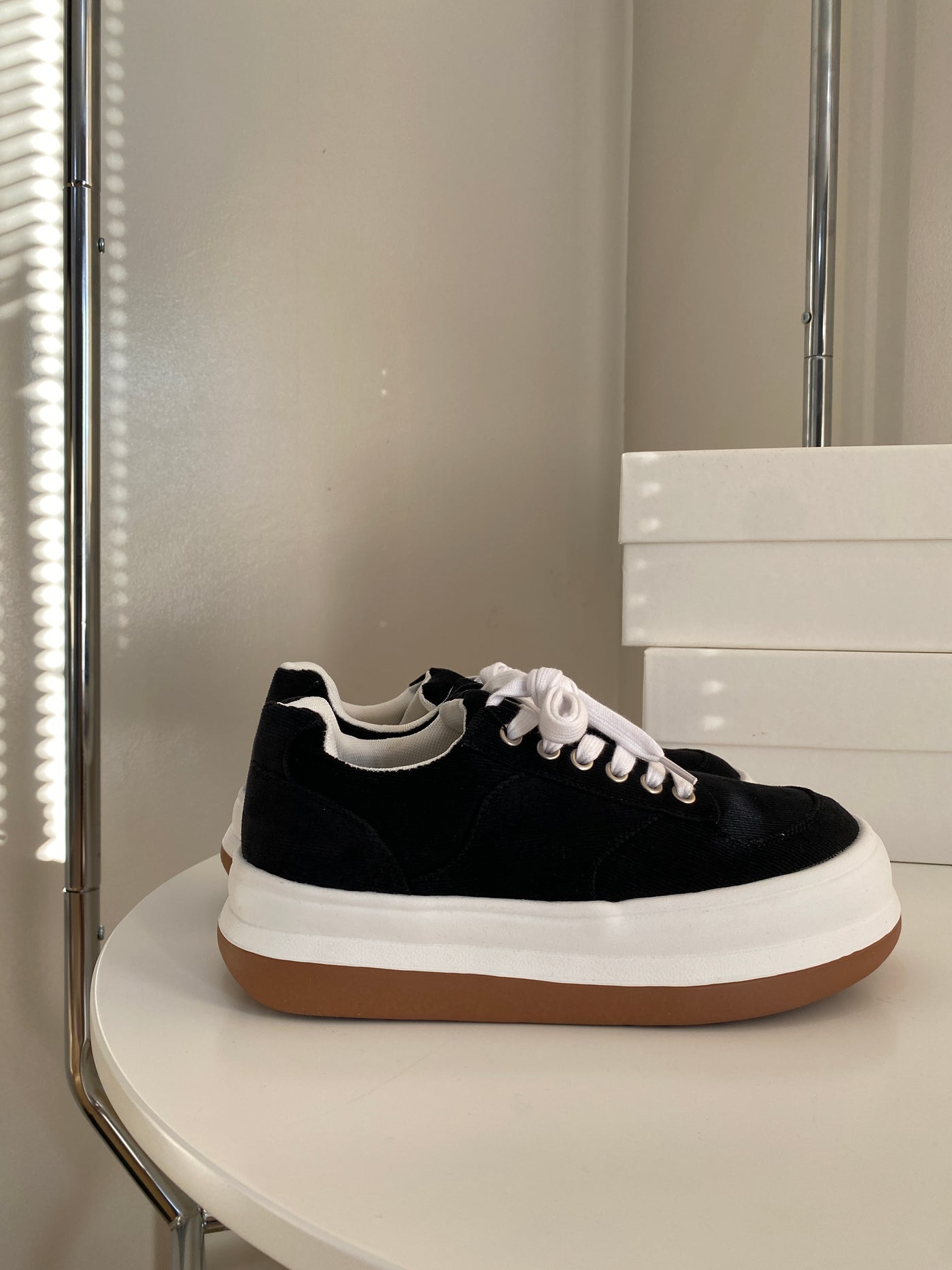 Chunky Sole Canvas Sneakers - Black