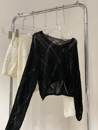 Diamond Knit Sweater - Black