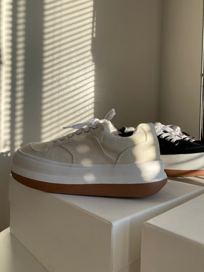 Chunky Sole Canvas Sneakers - Oat