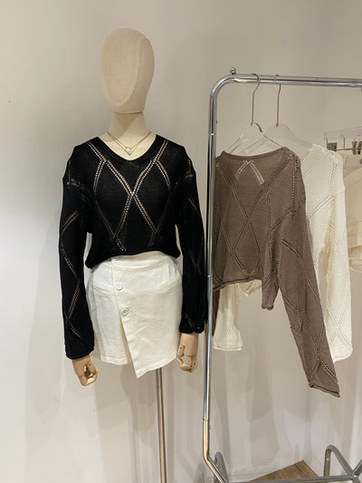 Diamond Knit Sweater - Black