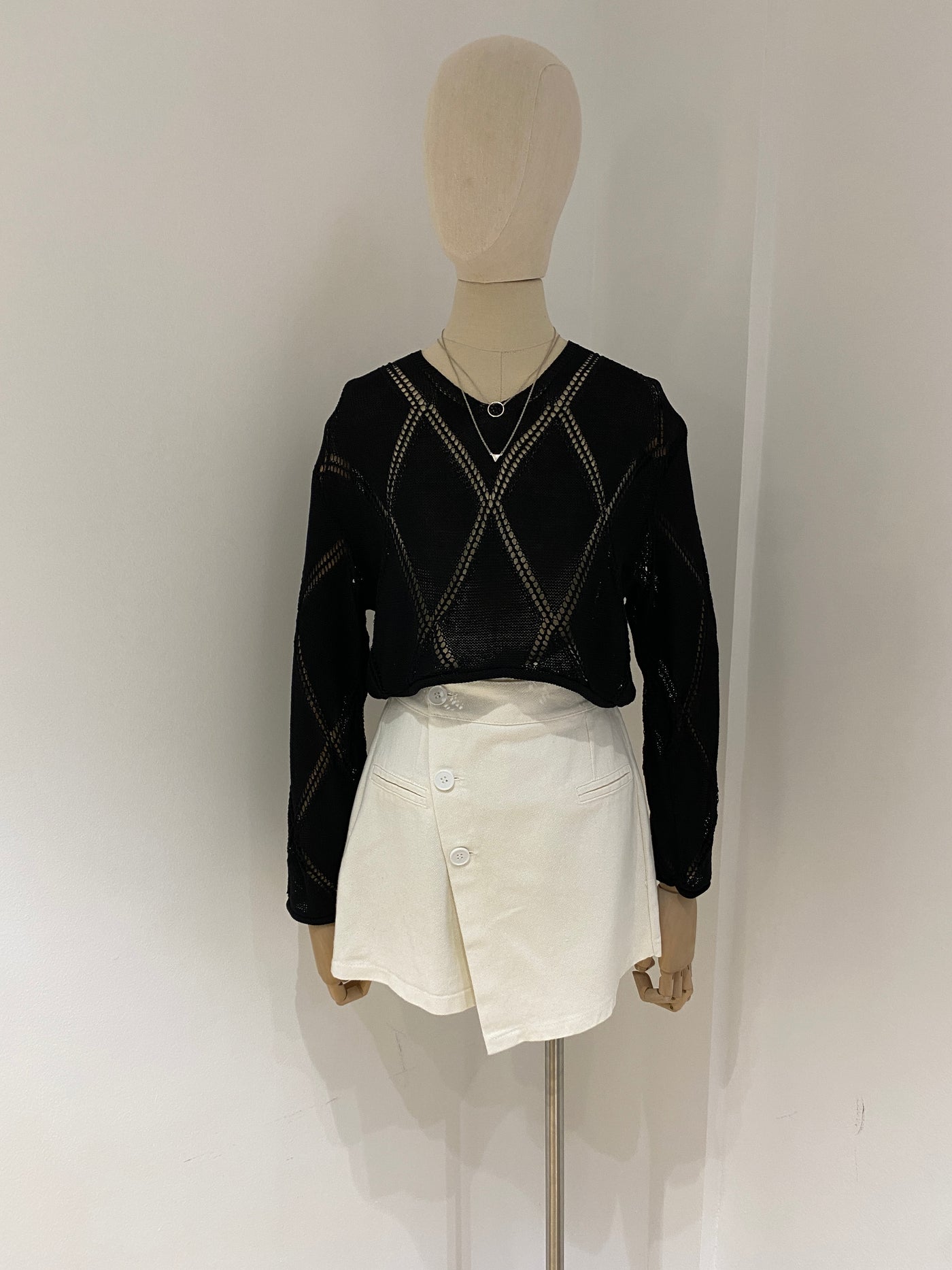 Diamond Knit Sweater - Black