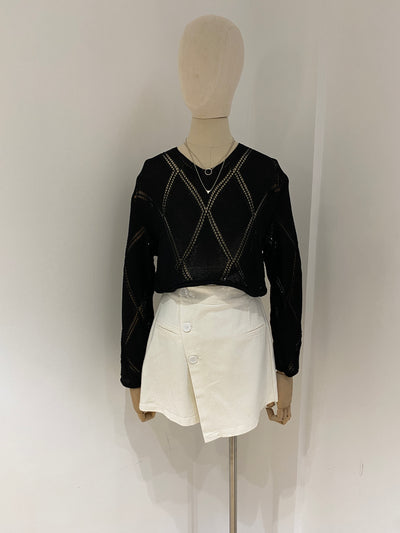 Diamond Knit Sweater - Black