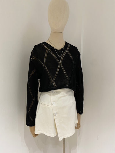 Diamond Knit Sweater - Black