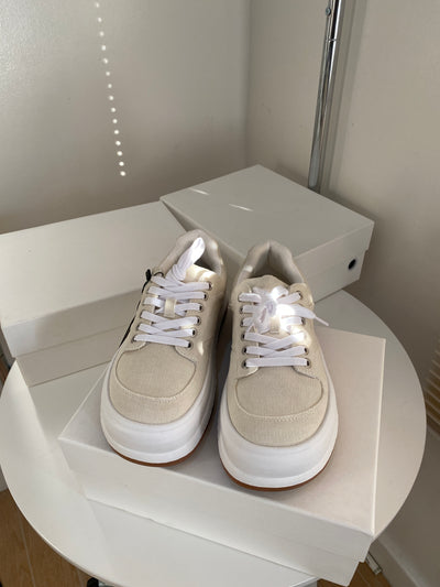 Chunky Sole Canvas Sneakers - Oat