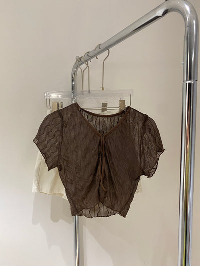 Mesh Crop Top - Chocolate