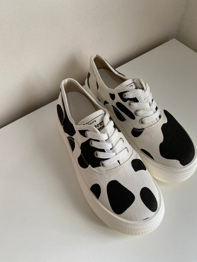 Cow Print Low Top Canvas Sneakers