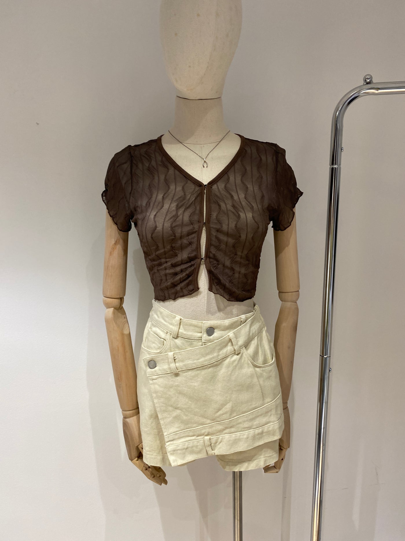 Mesh Crop Top - Chocolate