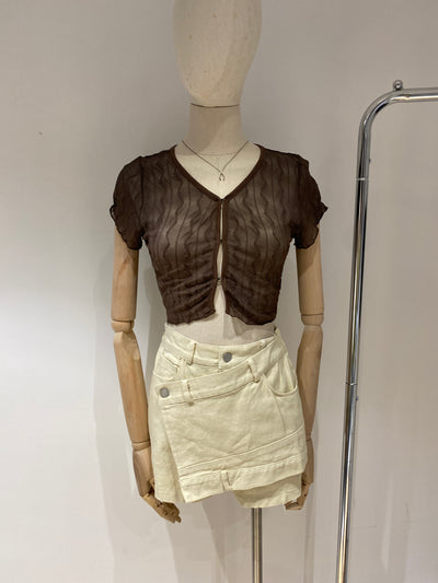 Mesh Crop Top - Chocolate