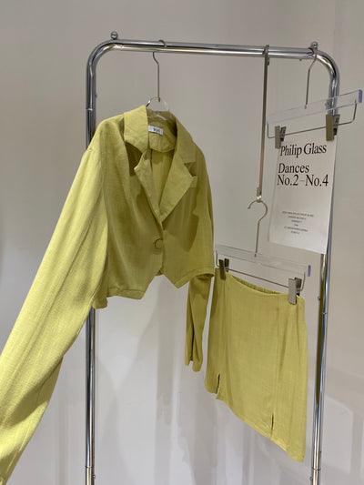 Cropped Coat and Mini Skirt Co-ord Set - Light Dijon