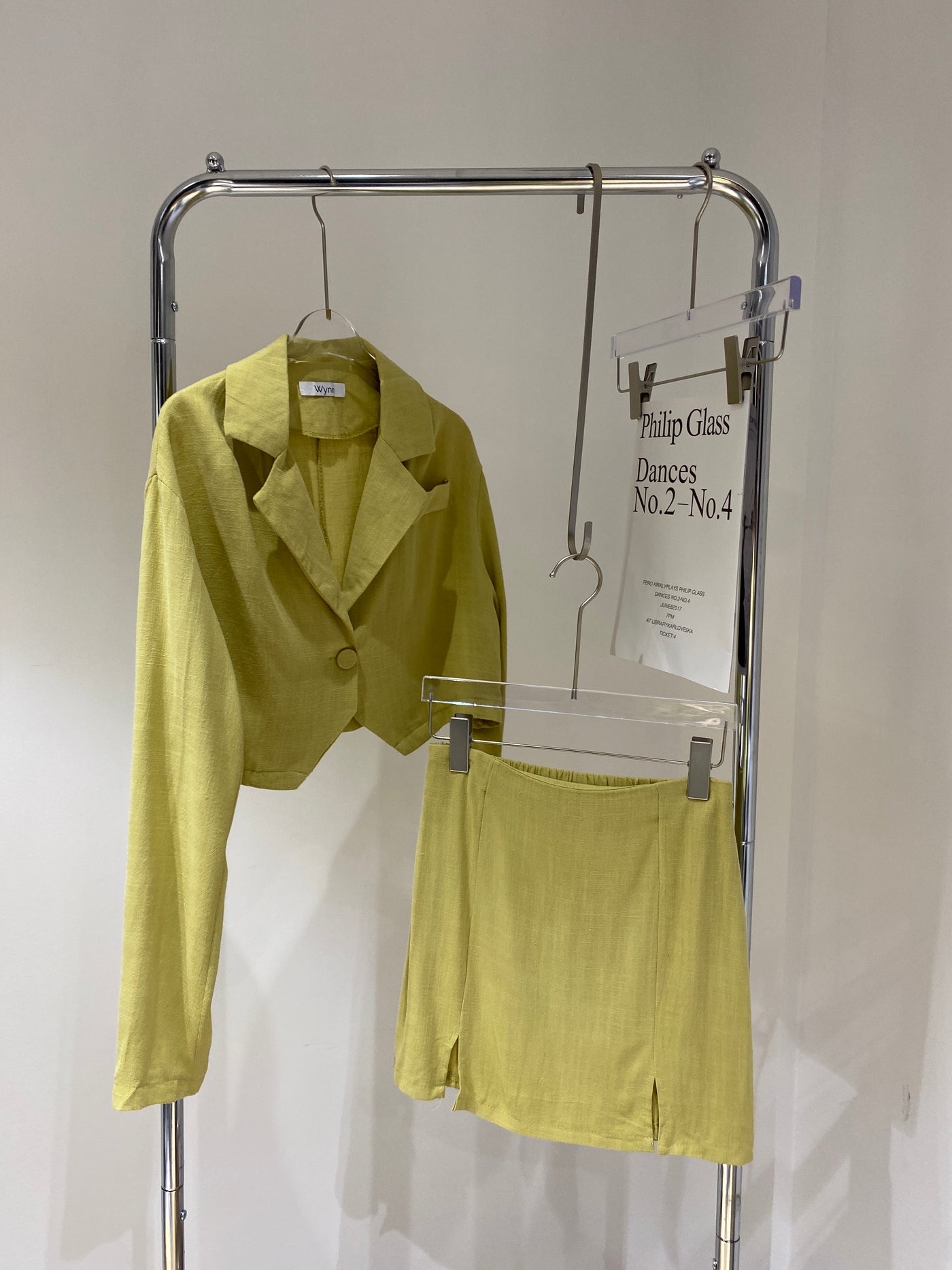 Cropped Coat and Mini Skirt Co-ord Set - Light Dijon