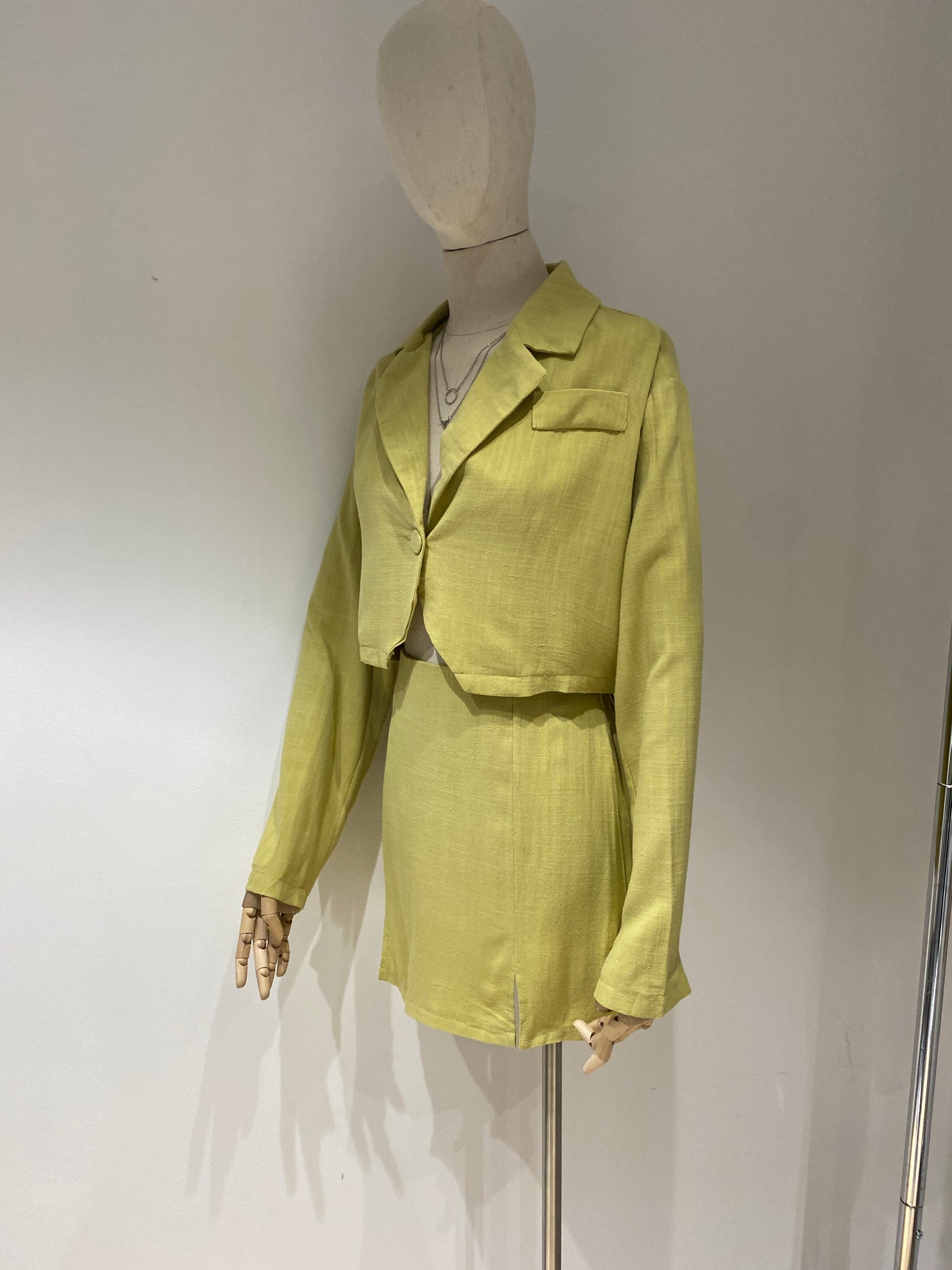 Cropped Coat and Mini Skirt Co-ord Set - Light Dijon