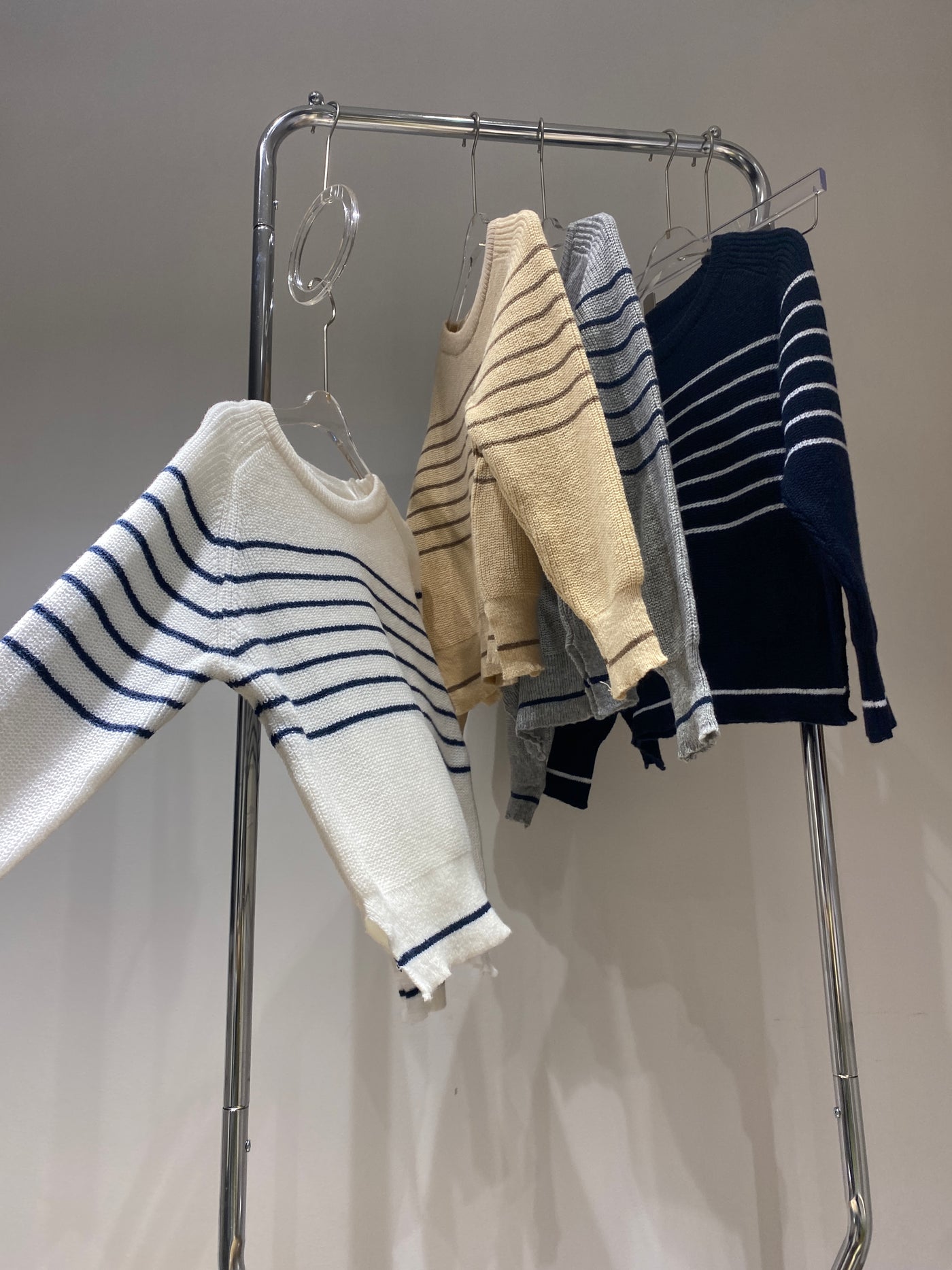 Striped Knit Sweatshirt - Gray