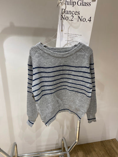 Striped Knit Sweatshirt - Gray
