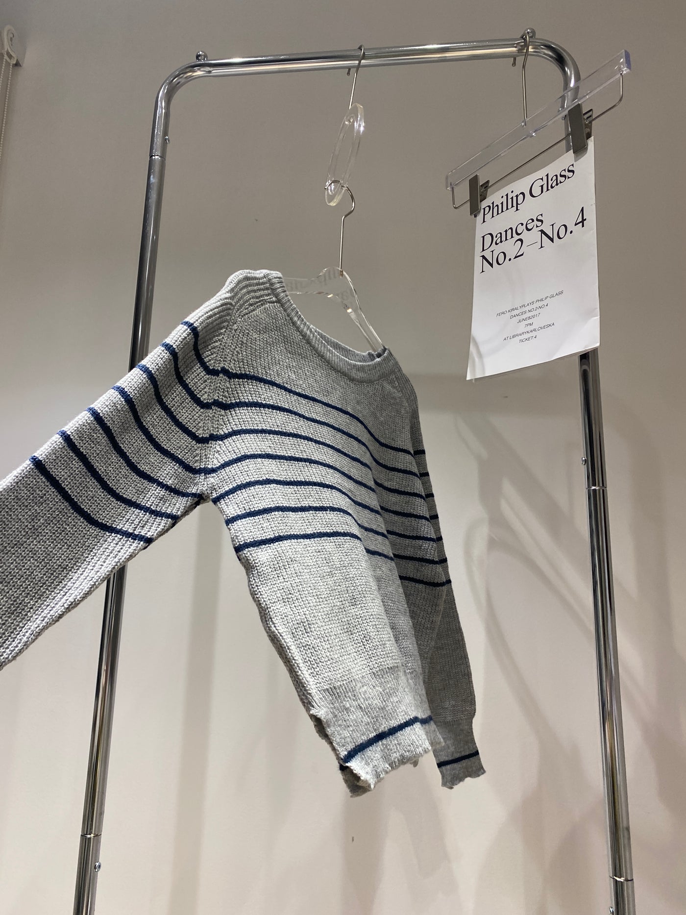 Striped Knit Sweatshirt - Gray