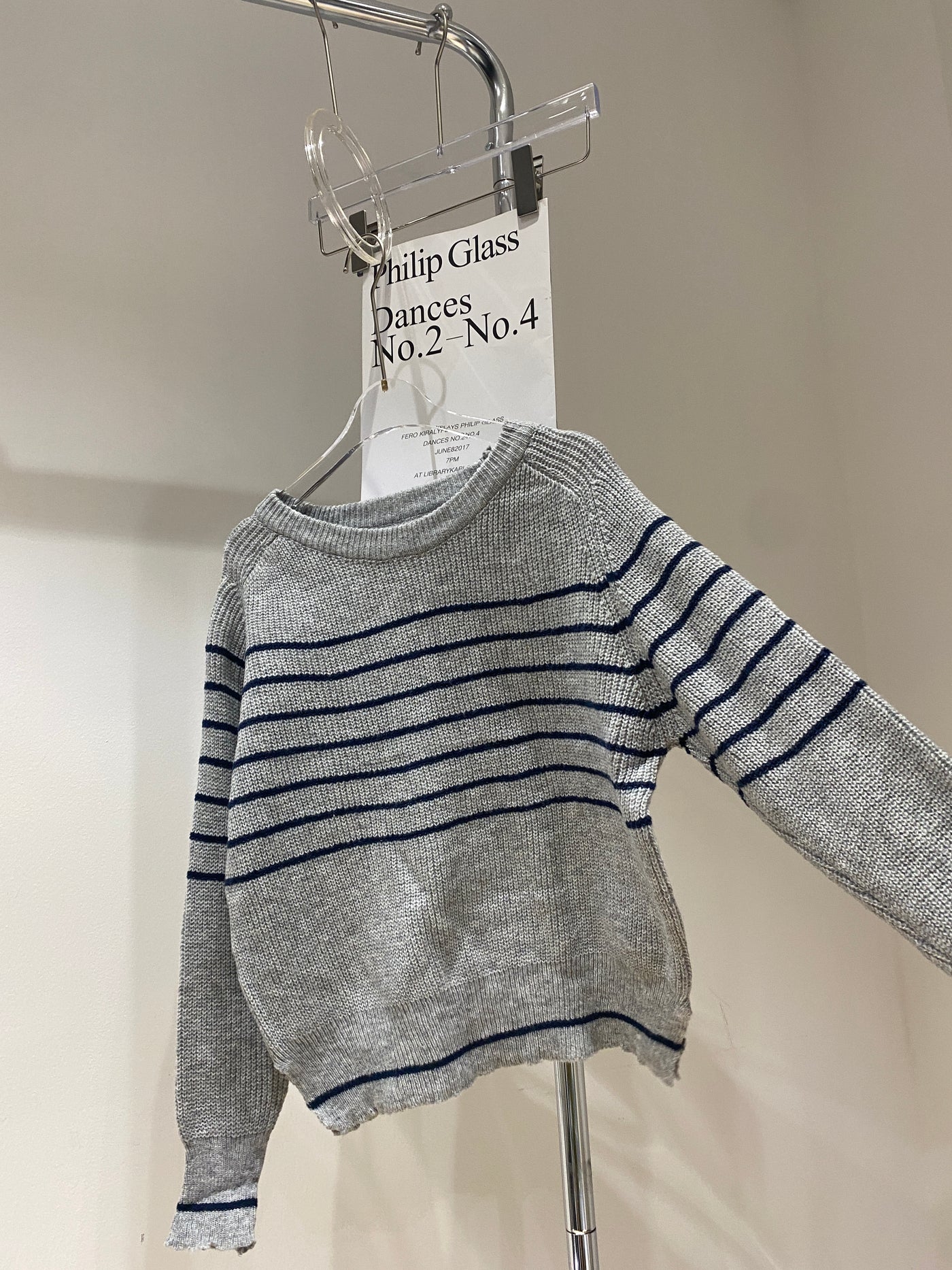Striped Knit Sweatshirt - Gray
