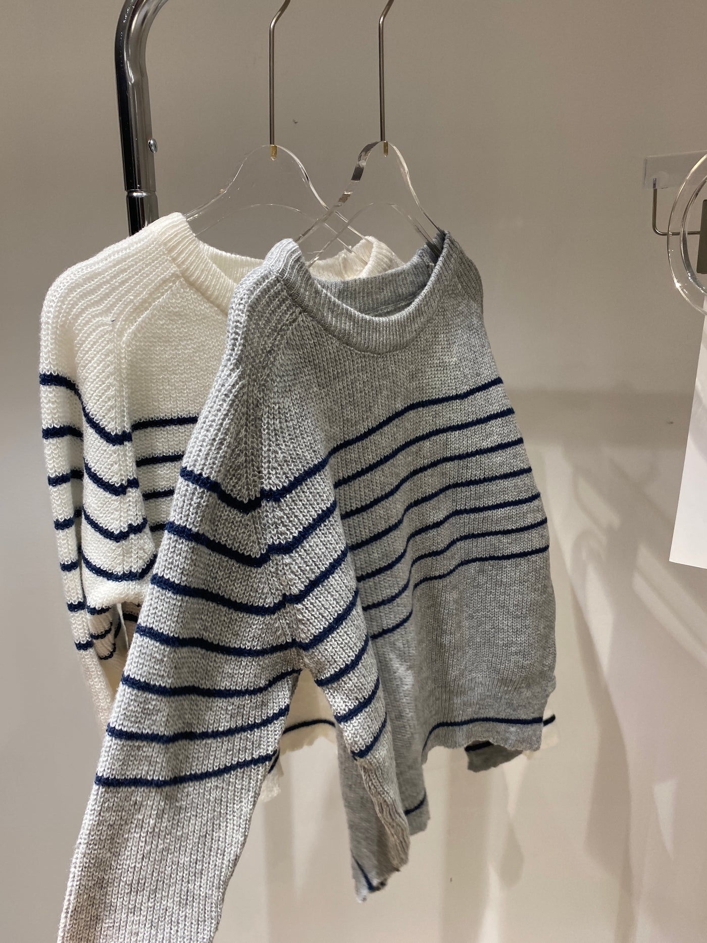 Striped Knit Sweatshirt - Gray