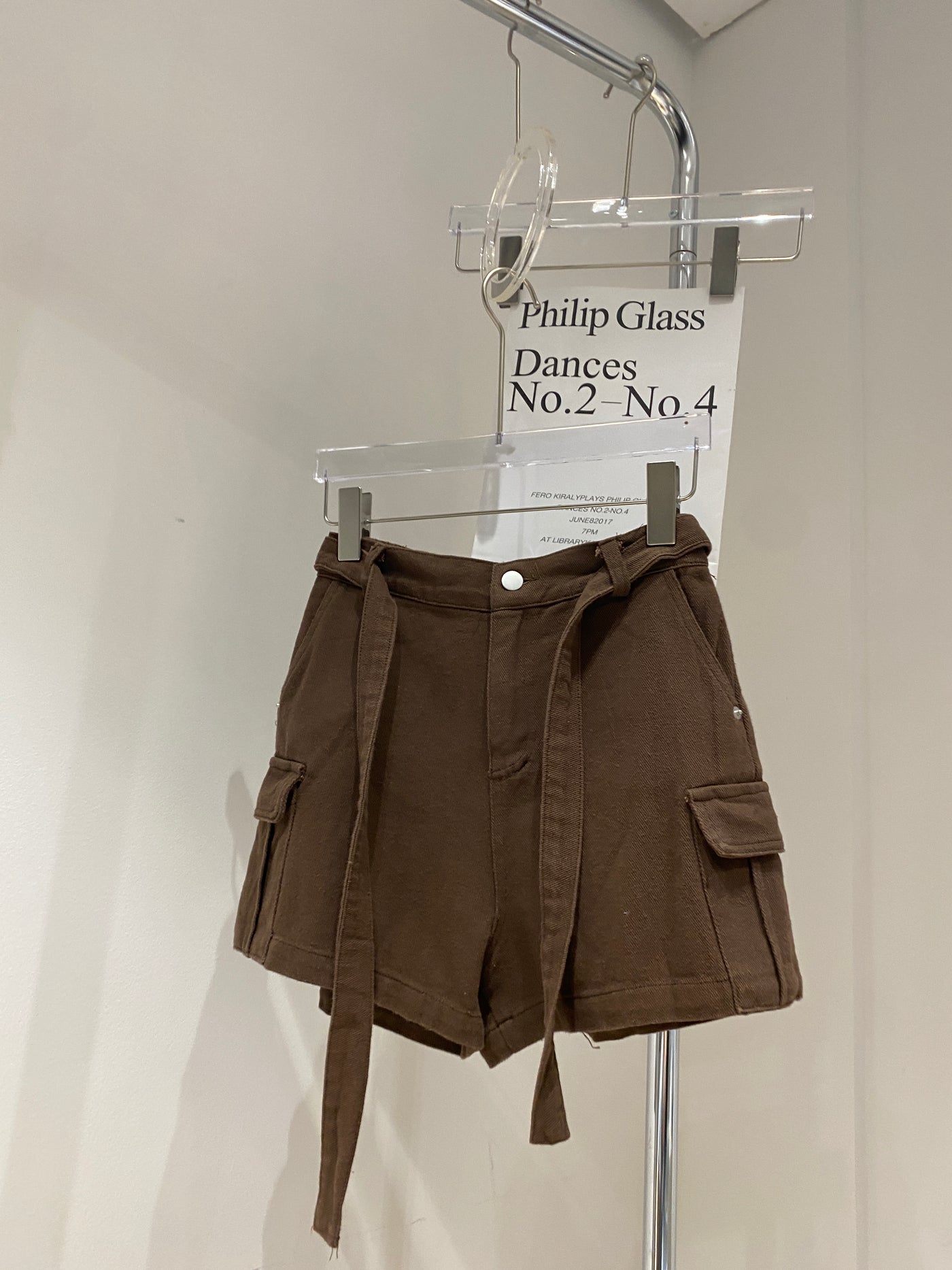 Belted Denim Cargo Shorts - Chocolate