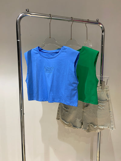 Embroidered Crop Top - Lapis