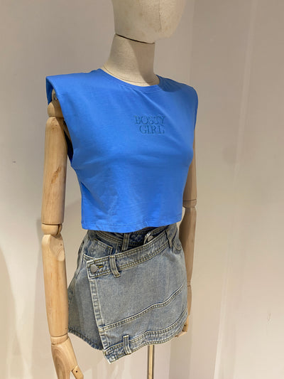 Embroidered Crop Top - Lapis