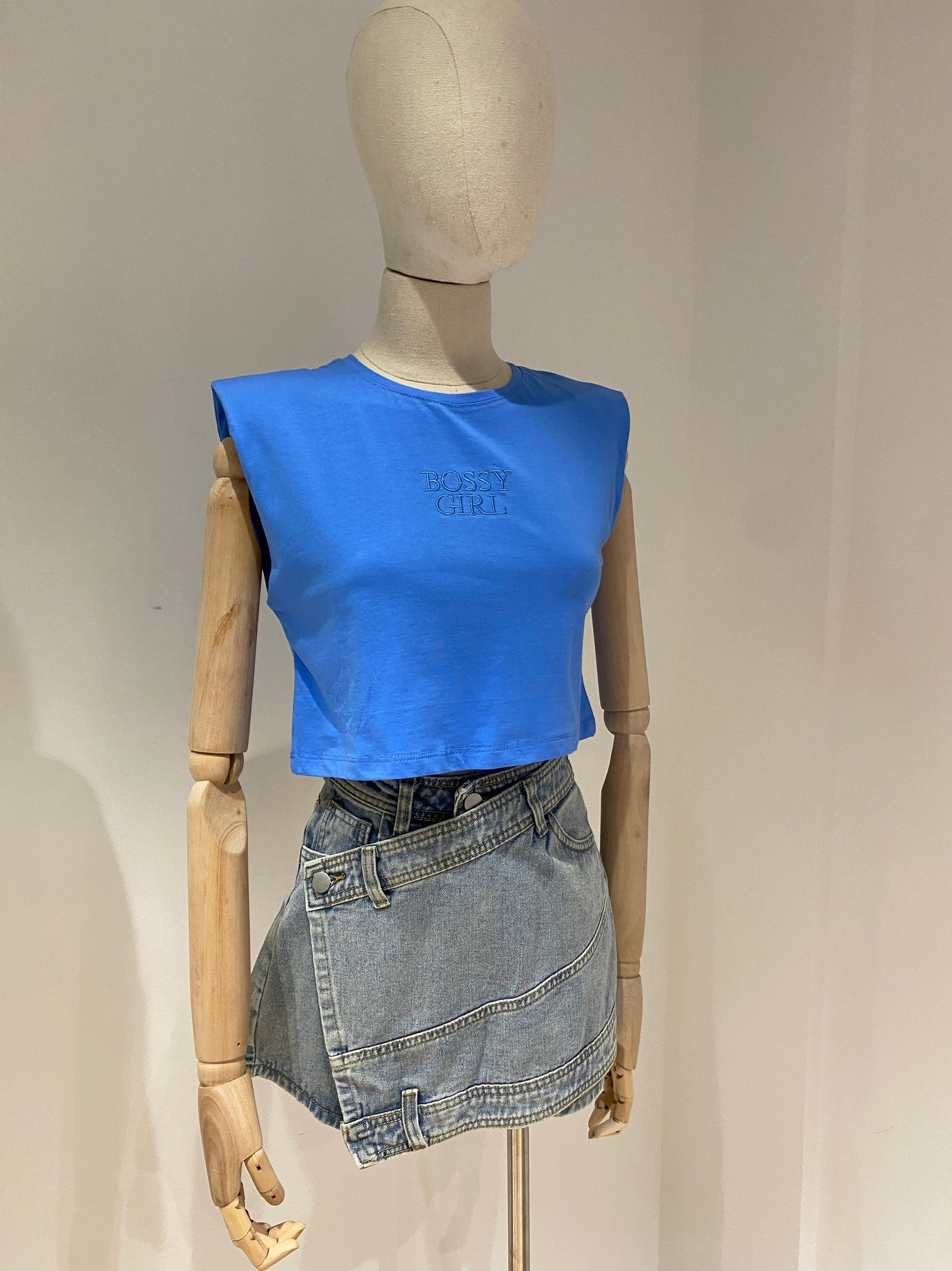 Embroidered Crop Top - Lapis