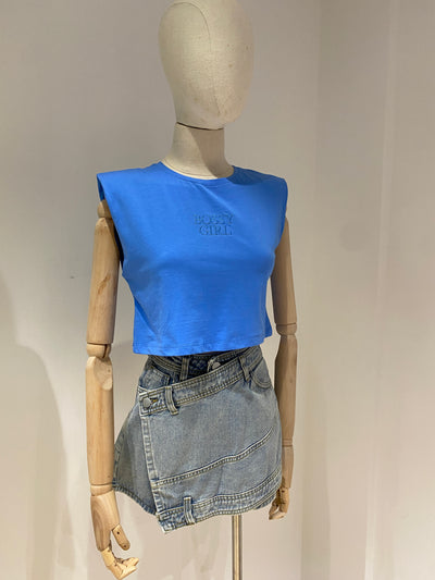 Embroidered Crop Top - Lapis