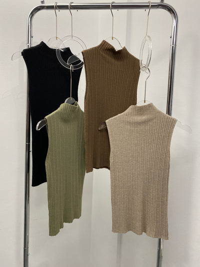 Mock Neck Sleeveless Tee