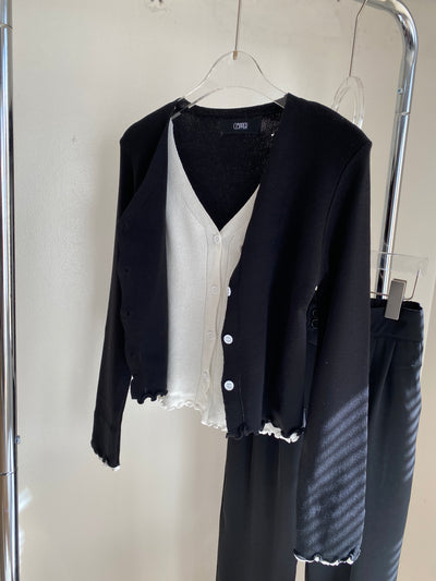 Faux Layered Knit Cardigan