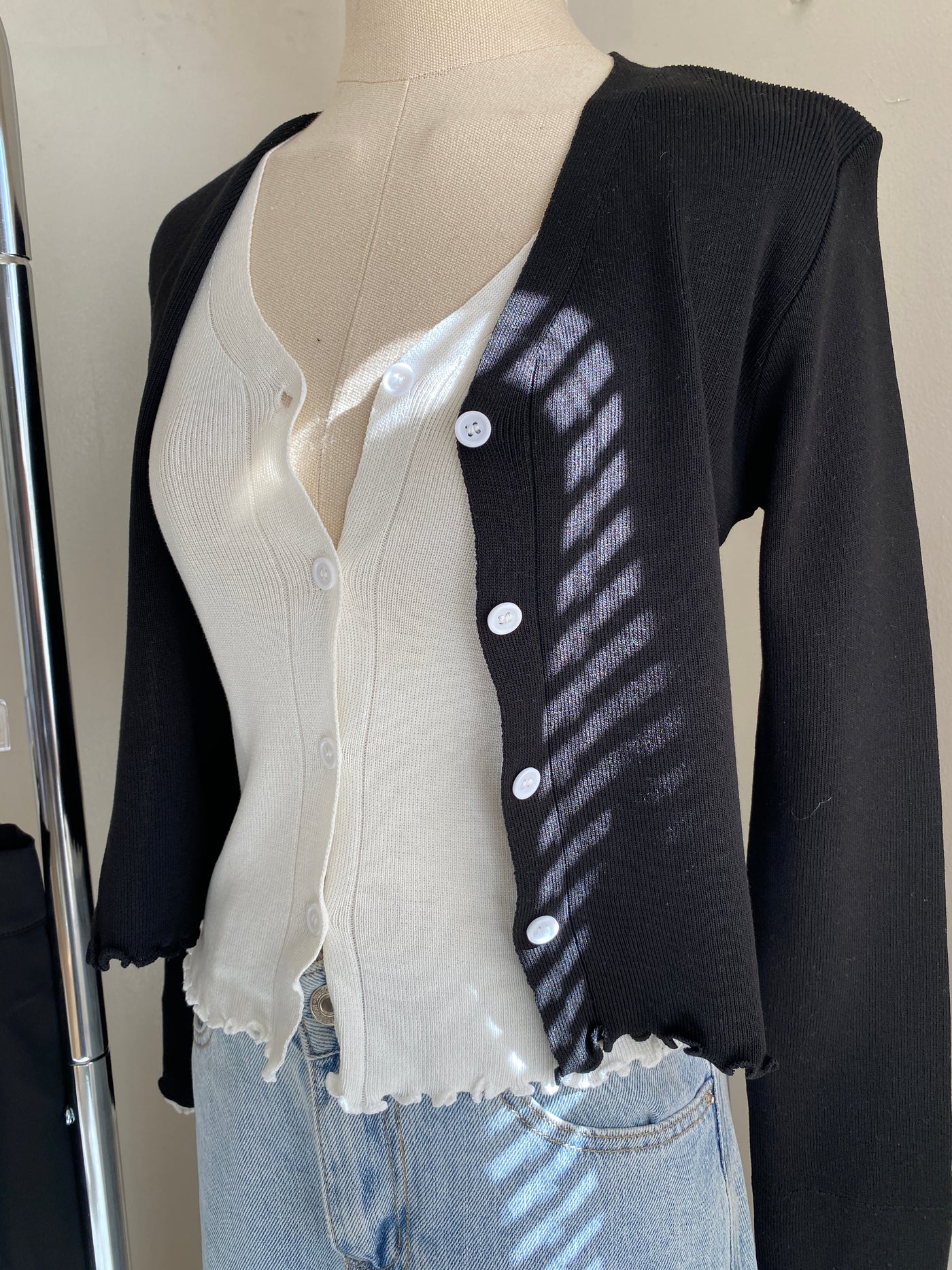 Faux Layered Knit Cardigan